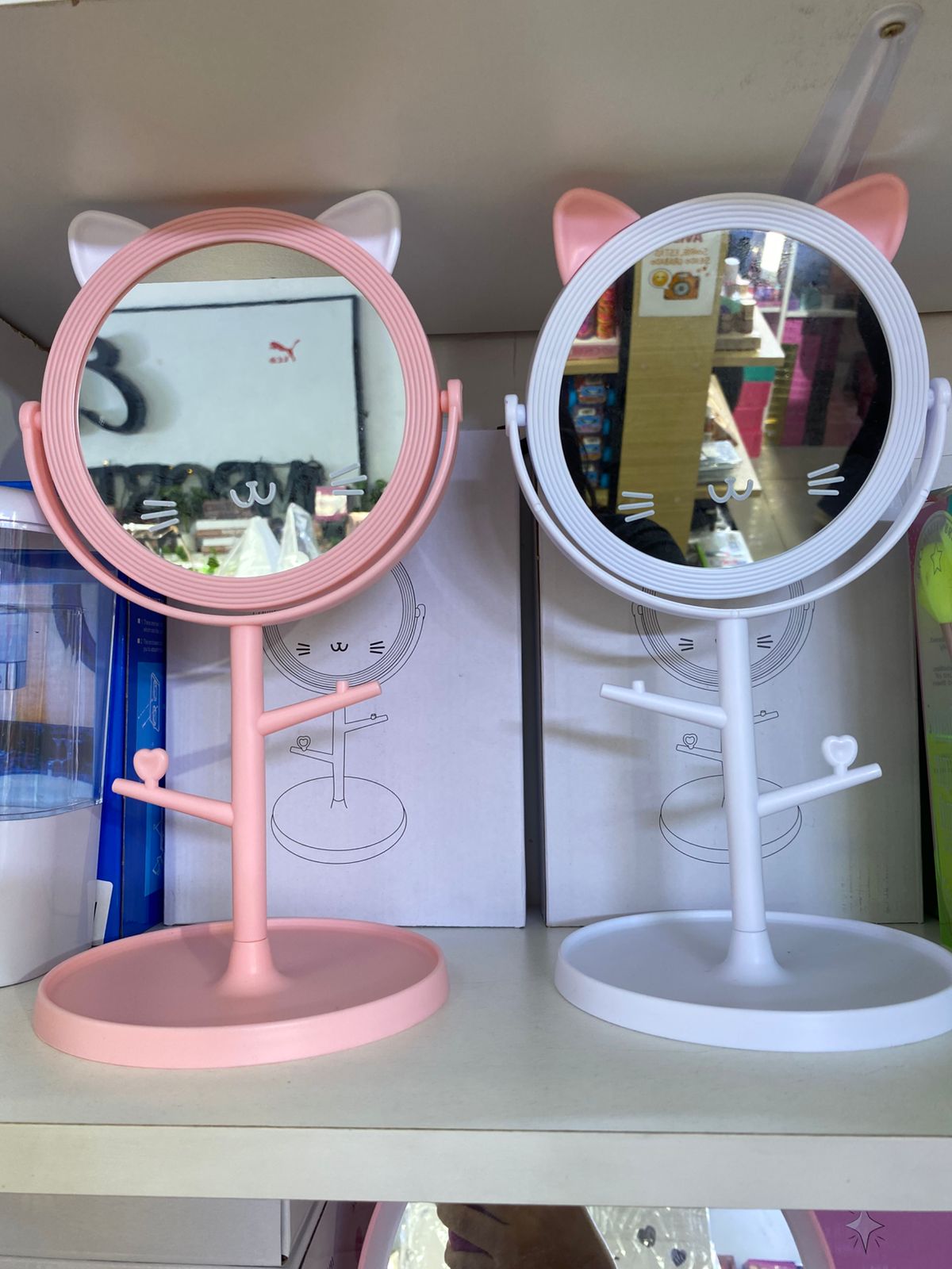 ESPEJITO GATITO ROSA-BLANCO