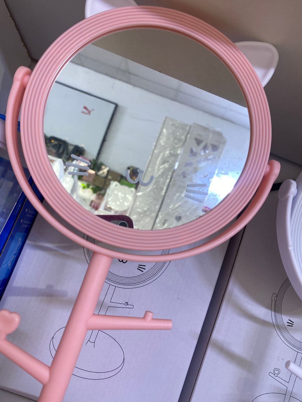 ESPEJITO GATITO ROSA-BLANCO