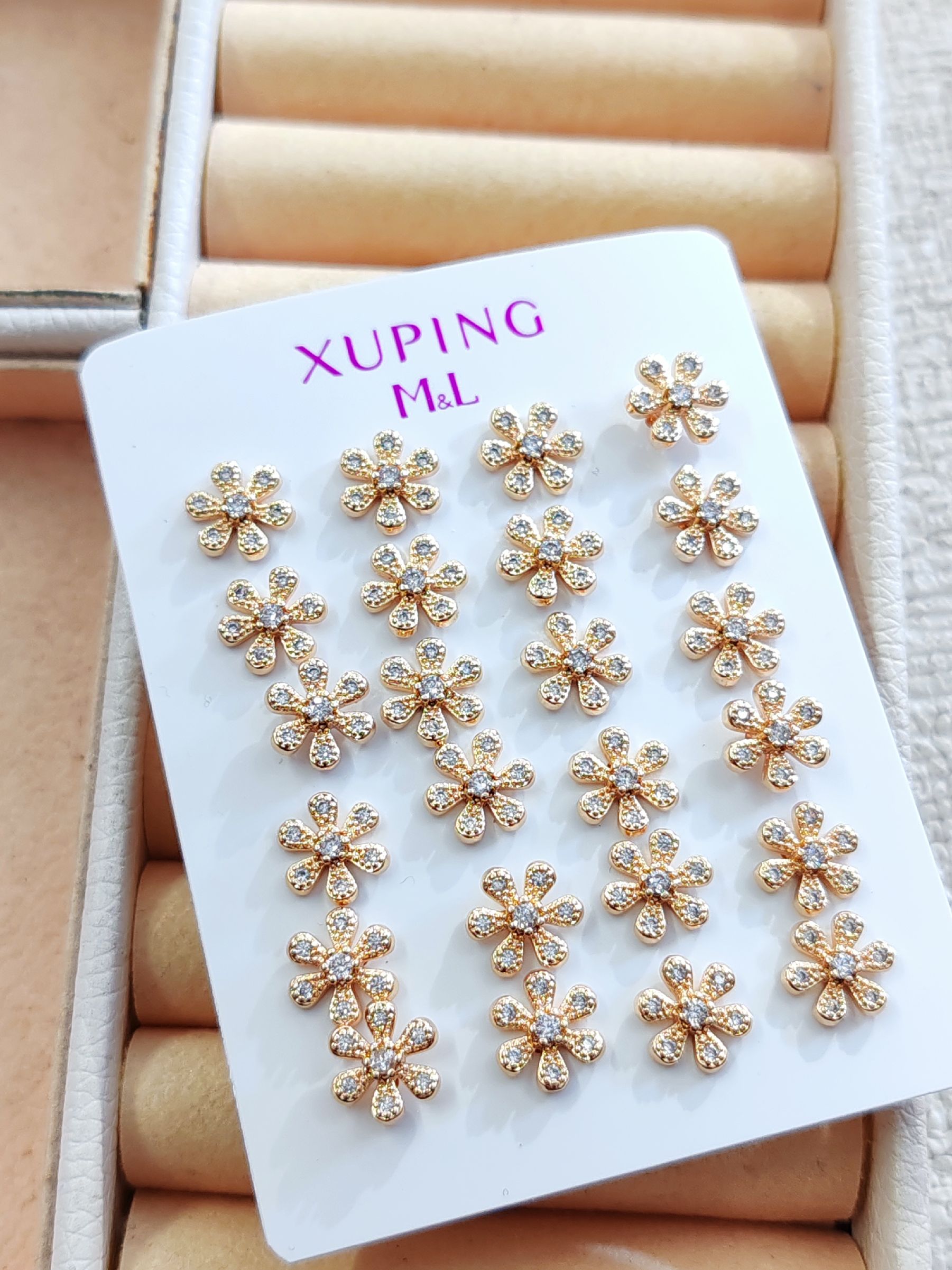 Aretes cereza y florcita xuping