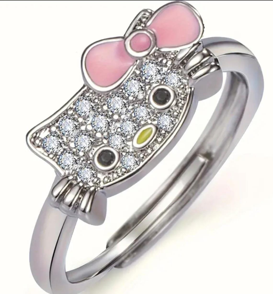 Set collar + anillo regulable + aretes hello kitty