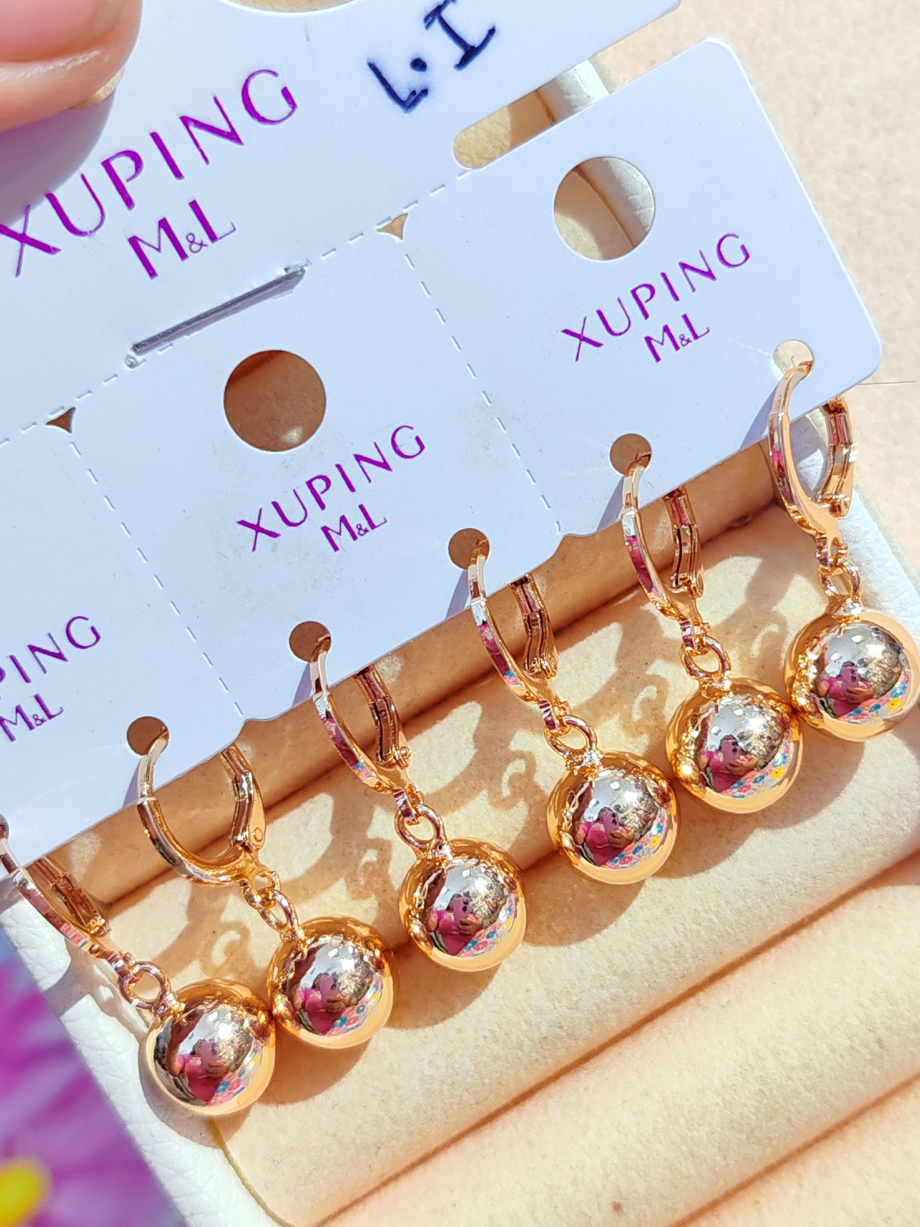 Aretes bombita colgante xuping