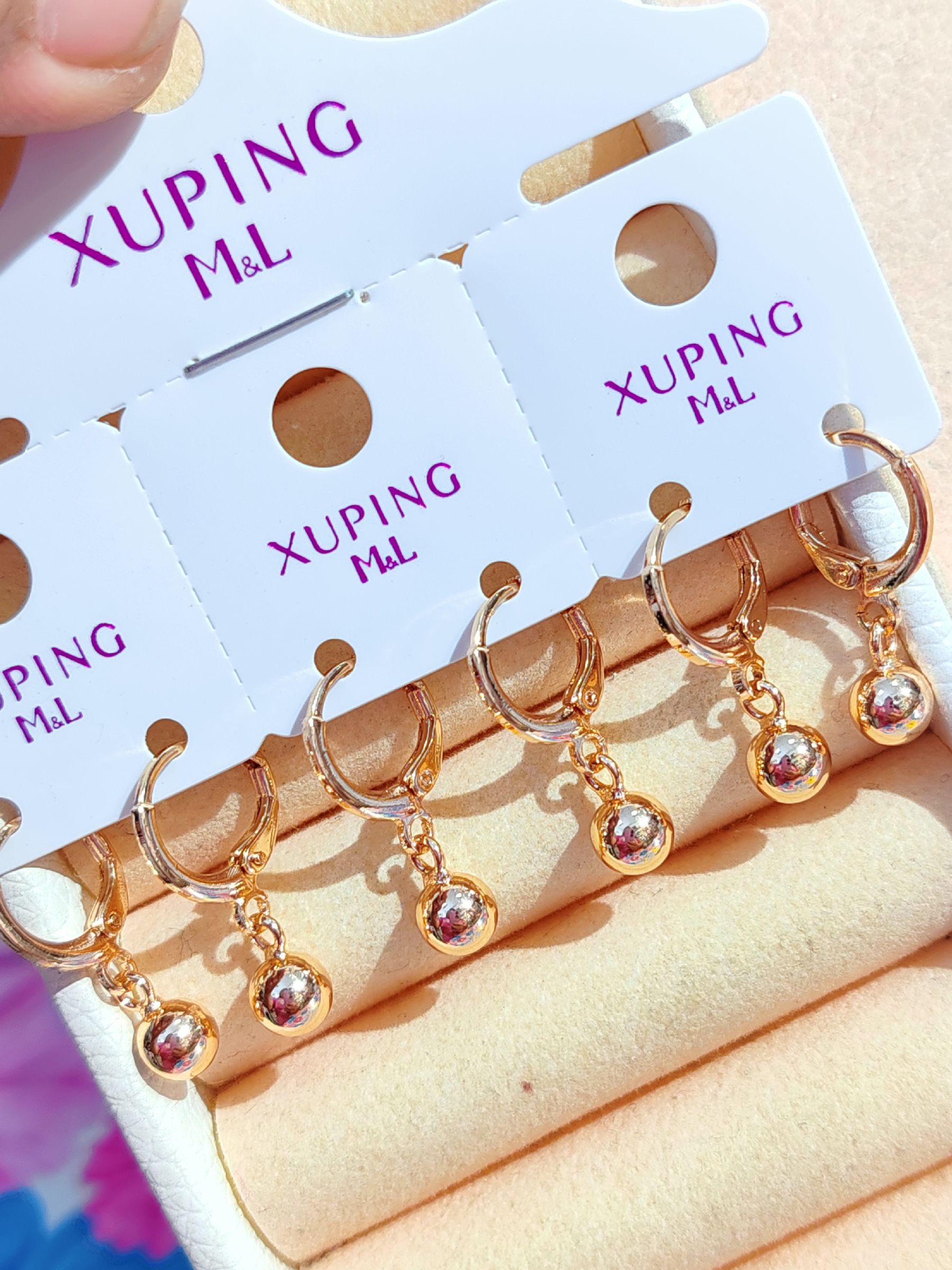 Aretes bombita colgante xuping