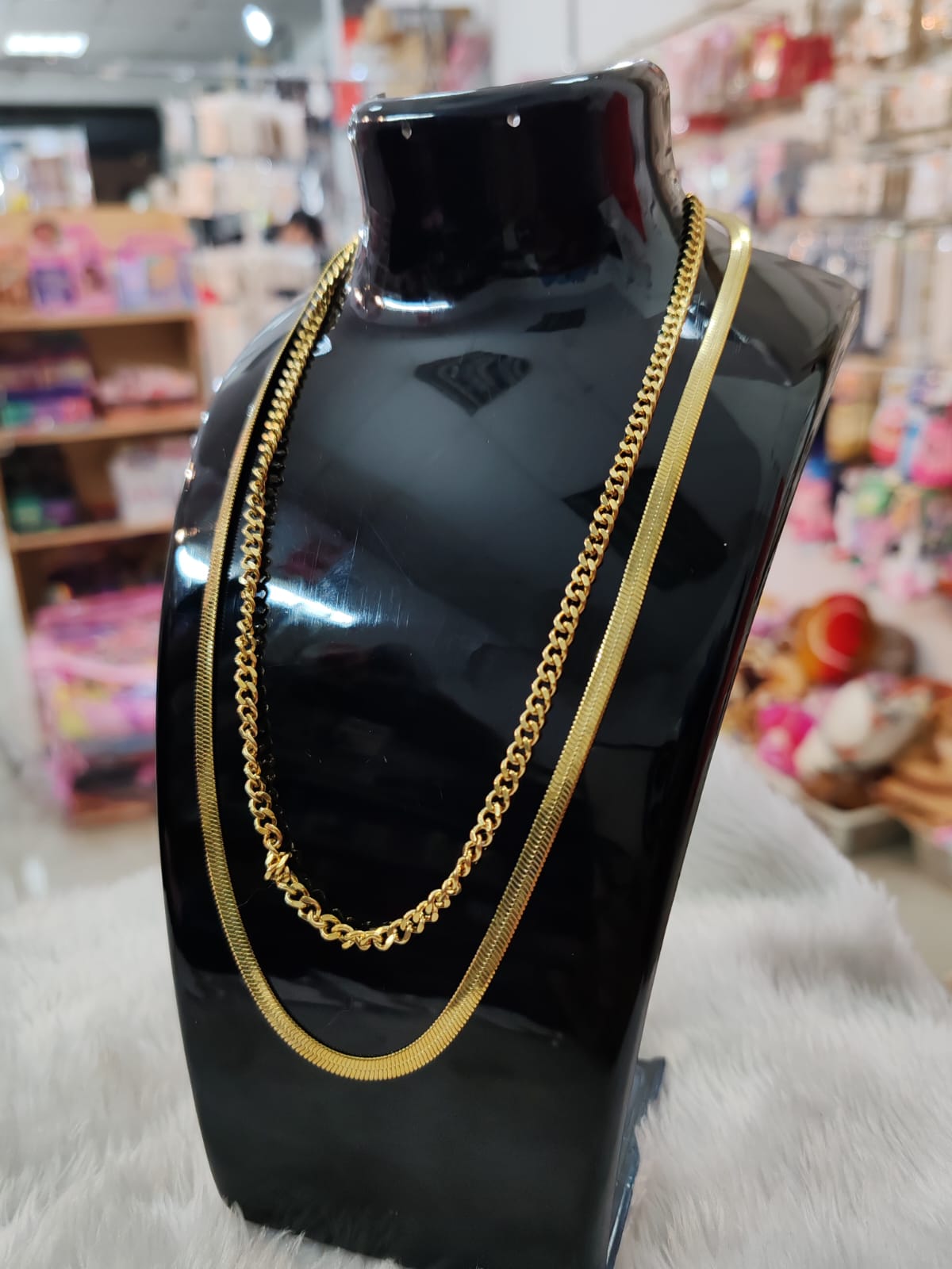 collares triple y doble caida, soga y carttier dorado