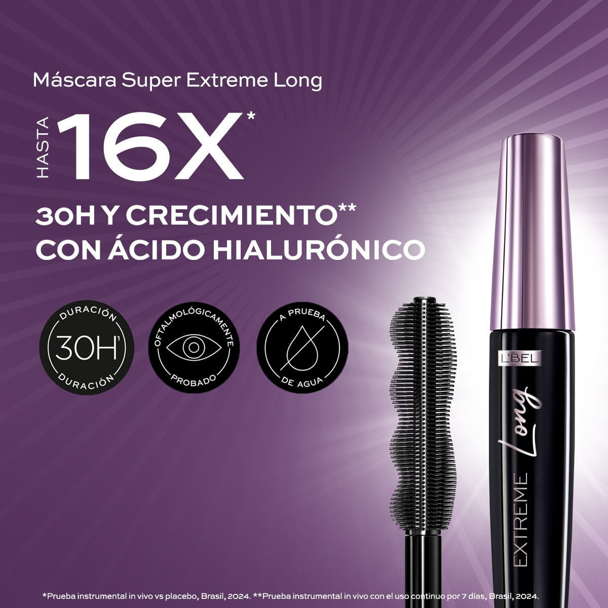 MASCARA CON COLAGENO, EXTREME Y VOLUMEN 36HS