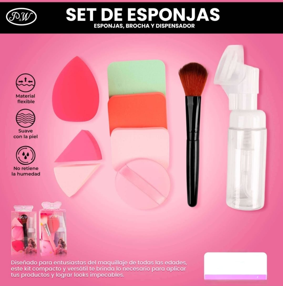 SET DE ESPONJAS, BROCHA Y DISPENSADOR