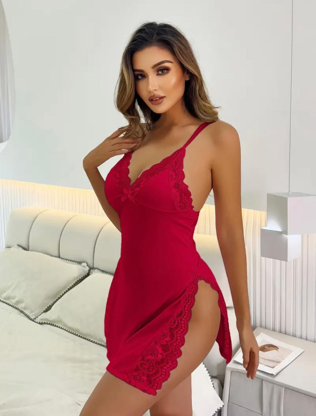 Sexy vestido rojo lencería