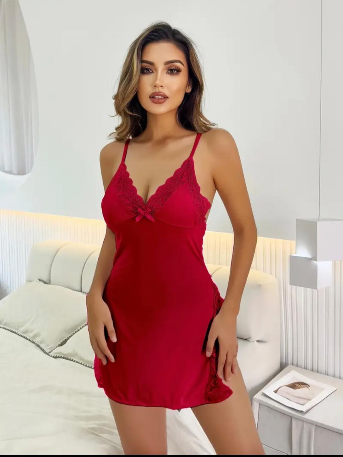 Sexy vestido rojo lencería